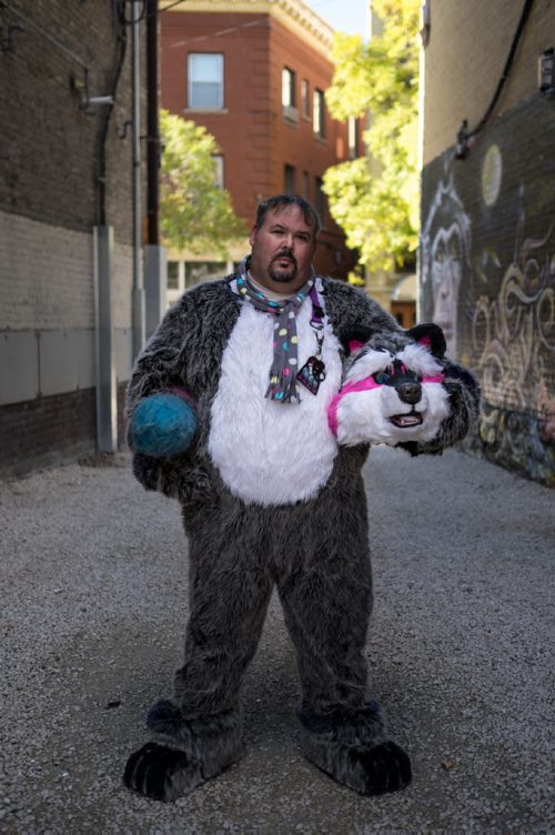 Members of the Wild Prairie Furs group gather in the Exchange District. Edward dressed in his furrie suit as Racs. 141005 - Saturday, October 05, 2014 -  MIKE DEAL / WINNIPEG FREE PRESS