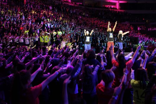 It was time for the  We Day Dance for about 16,000 Manitoba students attending the WE Day event in the MTS Centre Wednesday. Nick Martin¤ story. Wayne Glowacki/Winnipeg Free Press Oct.29 ¤ 2014