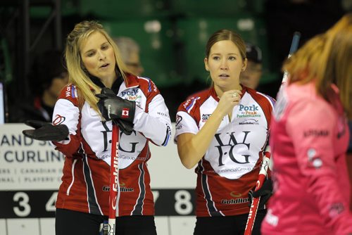 Team Jones vs. Team Nedohin. Skip Jennifer Jones with Third Kaitlyn Lawes. Owned and operated by Sportsnet, a Rogers Media company, the Grand Slam of Curling is an annual series comprised of five curling tournaments, inviting the worlds best curlers to complete in Canada. The Masters (Mens and Womens Divisions) are being held at the Selkirk Recreational Complex, Selkirk, Manitoba. Oct. 28-Nov. 2. . BORIS MINKEVICH / WINNIPEG FREE PRESS October 29, 2014
