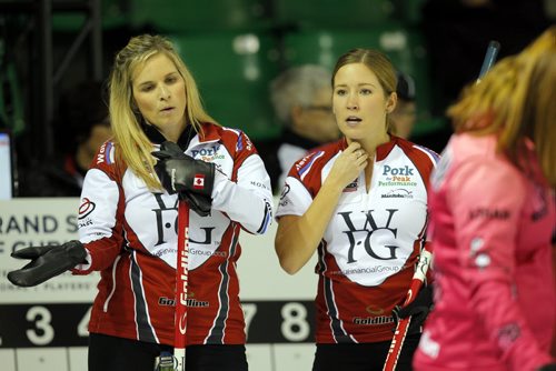 Team Jones vs. Team Nedohin. Skip Jennifer Jones with Third Kaitlyn Lawes. Owned and operated by Sportsnet, a Rogers Media company, the Grand Slam of Curling is an annual series comprised of five curling tournaments, inviting the worlds best curlers to complete in Canada. The Masters (Mens and Womens Divisions) are being held at the Selkirk Recreational Complex, Selkirk, Manitoba. Oct. 28-Nov. 2. . BORIS MINKEVICH / WINNIPEG FREE PRESS October 29, 2014