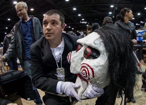 Building elaborate costumes for Winnipeg's Comic Con (C4) is becoming more mainstream every year. Rob Paré decided to put on his Billy Doll costume from the Saw movies. 141102 - Sunday, November 02, 2014 -  (MIKE DEAL / WINNIPEG FREE PRESS)