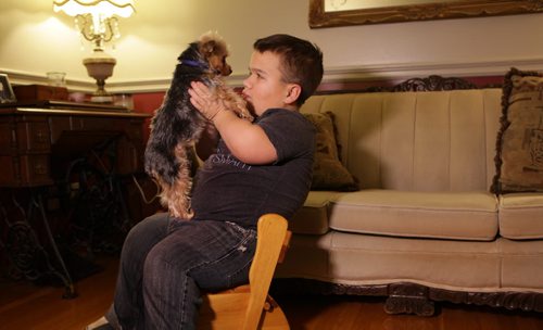 Sixteen year old David holds and plays with his little dog Cole at home.  Lisa Funks son David is a dwarf, family is filing a human rights complaint for the way hes allegedly treated at school in River East Transcona School Division and for the services the division is not providing for him.   Nov 6,  2014 Ruth Bonneville / Winnipeg Free Press