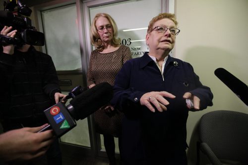 NDP president Ellen Olfert talks to the media after meeting Saturday morning at NDP head office.  See Larry Kusch story.  Nov 8,  2014 Ruth Bonneville / Winnipeg Free Press