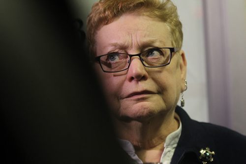 NDP president Ellen Olfert talks to the media after meeting Saturday morning at NDP head office.  See Larry Kusch story.  Nov 8,  2014 Ruth Bonneville / Winnipeg Free Press