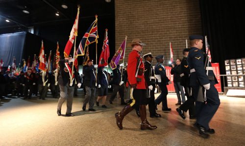 Arrival of the Honour Guard at the Remembrance Day ceremony at the Winnipeg Convention Centre, Tuesday, November 11 , 2014. (TREVOR HAGAN/WINNIPEG FREE PRESS)