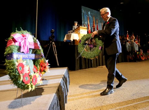 Premier Greg Selinger at the Remembrance Day Service at the Winnipeg Convention Centre, Tuesday, November 11, 2014. (TREVOR HAGAN/WINNIPEG FREE PRESS)