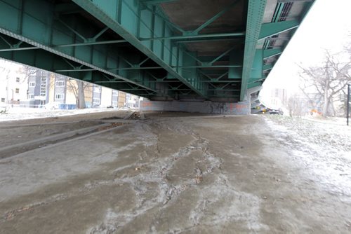 Donald Street bridge. North side. Area where serious attack on woman last week. BORIS MINKEVICH / WINNIPEG FREE PRESS November 12, 2014