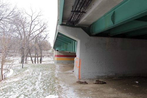 Donald Street bridge. North side. Area where serious attack on woman last week. BORIS MINKEVICH / WINNIPEG FREE PRESS November 12, 2014