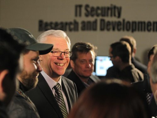 Premier Greg Selinger at the lab talks to the media. Expansion of Sisler's cyber security academy, giving more students access to some of the most advanced learning opportunities in Canada. BORIS MINKEVICH / WINNIPEG FREE PRESS November 13, 2014