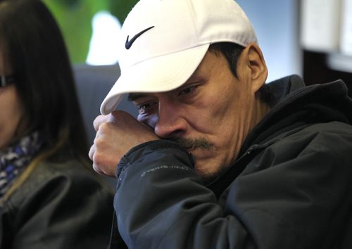 Caesar Harper, father of  Rinelle Harper, the 16-year-old girl who was sexually assaulted and left unconscious near Winnipeg's Assiniboine River, tried to speak to media but could say few words between sobs at press conference Thursday at MKO.  Nov 13,  2014 Ruth Bonneville / Winnipeg Free Press