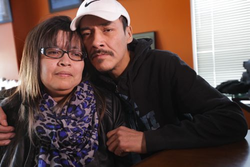 Julie and Caesar Harper, mother and father of  Rinelle Harper in Grand Chief David Harper office after speaking to media at press conference Thursday at MKO.  Nov 13,  2014 Ruth Bonneville / Winnipeg Free Press