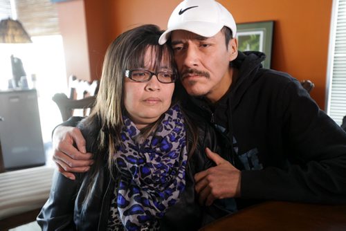 Julie and Caesar Harper, mother and father of  Rinelle Harper in Grand Chief David Harper office after speaking to media at press conference Thursday at MKO.  Nov 13,  2014 Ruth Bonneville / Winnipeg Free Press