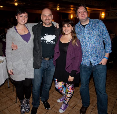To celebrate the 40th anniversary of the release of the cult classic film Phantom of the Paradise, the Metropolitan Entertainment Centre featured the film as part of its dinner-and-a-movie series. Pictured, from left, are Jennifer Ashford, Steve Andjelic, Roxanne Lebean and Ryan Ashford. JOHN JOHNSTON / WINNIPEG FREE PRESS