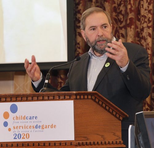 NDP leader Tom Mulcair speaks at a child-care policy conference held in the Fort Garry Hotel Friday. Mary Agnes Welch story. Wayne Glowacki / Winnipeg Free Press Nov. 14 2014