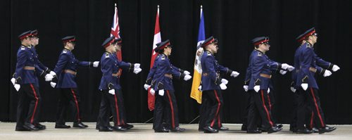 Nineteen members of class #156 march on to the parade square to received their honors and certificates in a graduation ceremony at the Convention Center. See release. November 14, 2014 - (Phil Hossack / Winnipeg Free Press)