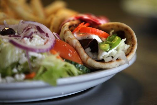 Sunday This City column on Red Top Drive Inn - 219 St. Mary's Rd. with owners Vicky Scouras and her son Peter Scouras  they will be  celebrating its 55th b-day next year.  Beef and Lamb Gyro Plate  Nov 18,  2014 Ruth Bonneville / Winnipeg Free Press