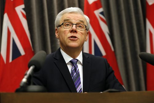 Premier Greg Selinger talks to reporters about the Throne Speech. The  4th Session of 40th Manitoba legislature Throne Speech for the opening  fall session of the legislature . NOV. 20 2014 /KEN GIGLIOTTI / WINNIPEG FREE PRESS
