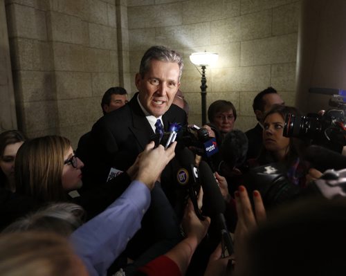 PC leader Brian Pallister talks to media after Throne speech at the  4th Session of 40th Manitoba legislature Throne Speech for the opening  fall session of the legislature . NOV. 20 2014 /KEN GIGLIOTTI / WINNIPEG FREE PRESS