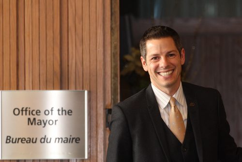 Winnipeg mayor Brian Bowman in his office speaks of his positive national media coverage of late.- See Gordon Sinclair story Nov 24, 2014   (JOE BRYKSA / WINNIPEG FREE PRESS)