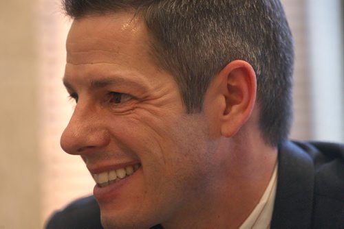 Winnipeg mayor Brian Bowman in his office speaks of his positive national media coverage of late.- See Gordon Sinclair story Nov 24, 2014   (JOE BRYKSA / WINNIPEG FREE PRESS)