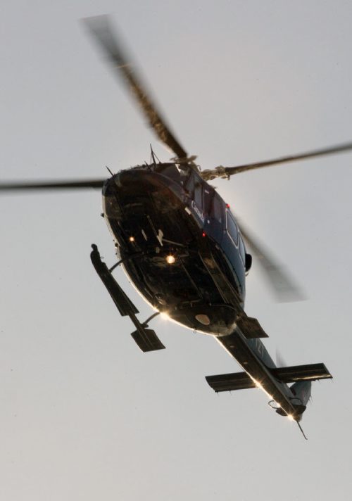 A helicopter on final approach to runway at James A Richardson International Airport in Winnipeg  Wednesday morning- See Barts 49.8  Nov 26, 2014   (JOE BRYKSA / WINNIPEG FREE PRESS)