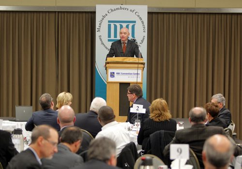 BIZ - Dylan Jones, new head of Canada West Foundation is speaking about the MB economy to the MB Chambers of Commerce lunch at the Convention Centre. BORIS MINKEVICH / WINNIPEG FREE PRESS November 26, 2014