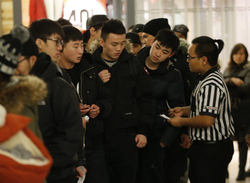 LOCAL .Black Friday , there was a long line of people outside Foot Locker at Polo Parks as staff distributed chits for Air Jordan runners before the store was open to the public at 7am .  NOV. 28 2014 / KEN GIGLIOTTI / WINNIPEG FREE PRESS