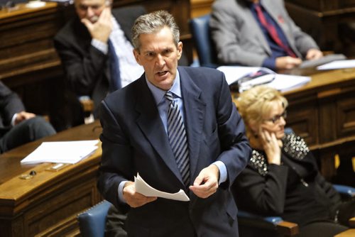 Leader of the Provincial Opposition Brian Pallister speaks during Question Period in the Manitoba Legislative Assembly Monday afternoon.  141201 December 01, 2014 Mike Deal / Winnipeg Free Press