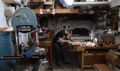 Jordon McConnells   studio where he hand crafts acoustic guitars/ electric guitars - For photo page Arts feature  Dec 02, 2014   (JOE BRYKSA / WINNIPEG FREE PRESS)
