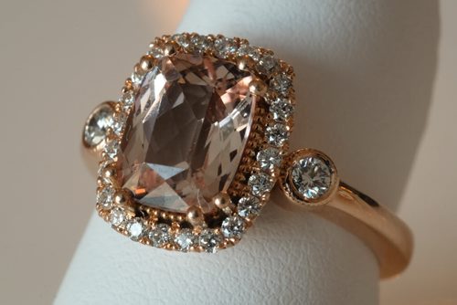 Mokada custom jewelry design studio at 1-530 Waterfront Drive. Rose gold Morganite halo diamond band. 141202 - Tuesday, December 02, 2014 -  (MIKE DEAL / WINNIPEG FREE PRESS)