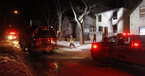 Winnipeg Fire crews arrived at a fire in a two storey house at 499 Pritchard Ave. at 5A.M. Thursday morning. The five adults and 4 children safely evacuated and no one was injured. The cause is under investigation.  Wayne Glowacki / Winnipeg Free Press Dec.4  2014