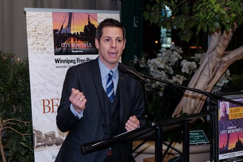 Winnipeg Mayor Brian Bowman talks during the launch of the Winnipeg Free Press book City Beautiful at McNally Robinson Thursday evening. 141204 - Thursday, December 04, 2014 -  (MIKE DEAL / WINNIPEG FREE PRESS)