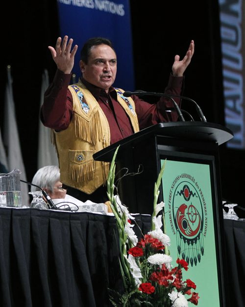 Perry Bellegarde at the All Candidates Forum for National Chief held Tuesday in the RBC Convention Centre Winnipeg. Mary Agnes Welch story. Wayne Glowacki / Winnipeg Free Press Dec.9 2014