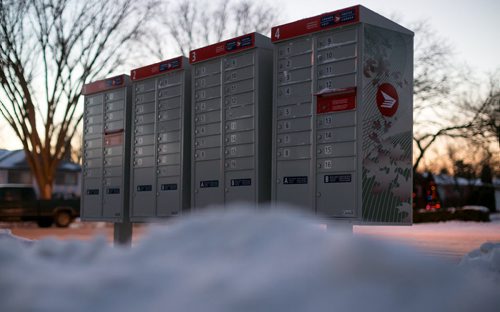Canada Post community mailbox at Jefferson Ave. and Tulip St. in winter.   141209 - Tuesday, December 09, 2014 - (Melissa Tait / Winnipeg Free Press)