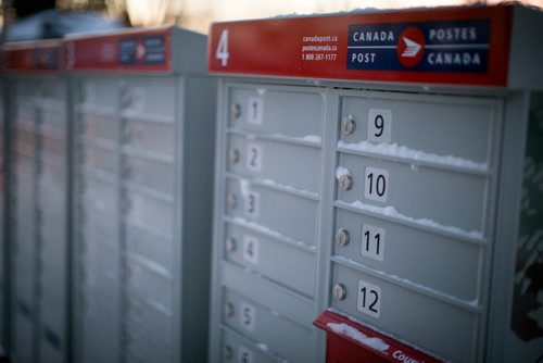 Canada Post community mailbox at Jefferson Ave. and Tulip St. in winter.   141209 - Tuesday, December 09, 2014 - (Melissa Tait / Winnipeg Free Press)