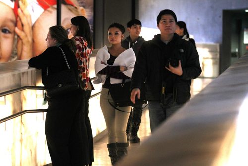 People take advantage of the free admission to the  CMHR Wednesday afternoon  in honour of International Human Rights Day.  Dec 10,  2014 Ruth Bonneville / Winnipeg Free Press