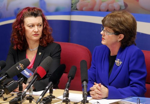 LOCAL - Sharon Blady MLA for Kirkfield Park. Minister of health and  Arlene Wilgosh, president and CEO of the Winnipeg Regional Health Authority at press conference where WRHA accepts inquest report into the death of Brian Sinclair. BORIS MINKEVICH / WINNIPEG FREE PRESS December 12, 2014