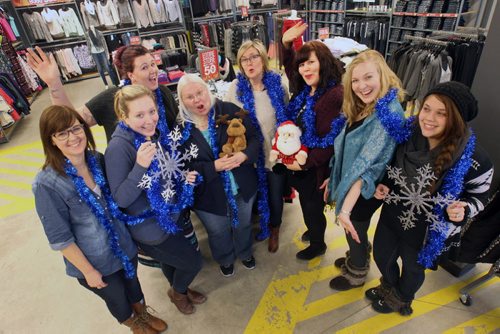 Warehouse One choir part of Miracle on Mountain contest L to R  Trinda Barton, Kristy Lacroix, Andrea Klaverkamp, Coleen Liewicki, Rhonda-Lee Meakin, Heather Smith, Meredith Uribe, and Chelsey Martin   - For Miracle on Mountain page  Dec 12, 2014   (JOE BRYKSA / WINNIPEG FREE PRESS)