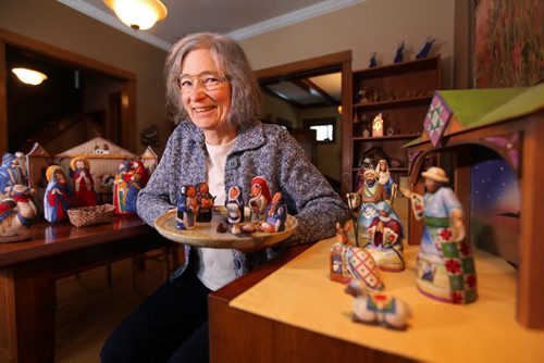 Caryn Douglas, United Church minister with of few of her many nativity scenes she displays in her house over the holidays. Dec 12,  2014 Ruth Bonneville / Winnipeg Free Press