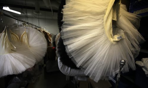 Tutu's wait quietly in the wardrobe studio for the curtain to rise on this year's RWB's "Nutcracker". See Story. December 18,2014 - (Phil Hossack / Winnipeg Free Press)