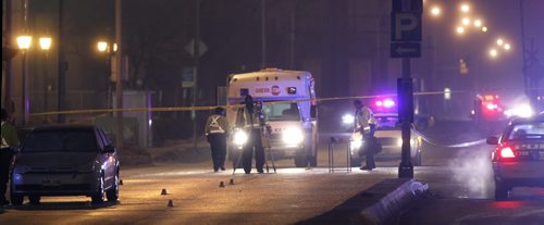 Winnipeg Police investigate the scene on McPhillips St. in front of the McPhillips Station Casino Friday morning. News reports say 2 people injured. All south bound lanes are closed. Wayne Glowacki / Winnipeg Free Press Dec.19 2014