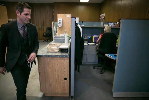 10:10:20 AM  It's far more likely the staff go to talk to Bowman in his office, then the reverse. But over the course of Monday Bowman was in the staff area a few times. 141215 - Monday, December 15, 2014 - (Melissa Tait / Winnipeg Free Press)