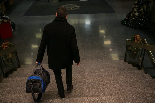 5:57:26 PM Mayor Bowman leaves City Hall for the day. 141215 - Monday, December 15, 2014 - (Melissa Tait / Winnipeg Free Press)