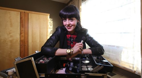 Sarah Brooker with 2 Chicks & a Bag of Makeup for  column  about local Makeup Artist who won the MB/SK award for best bridal makeup and overall makeup at the Canadian Wedding Industry awards. Threads Dec 30, 2014 Ruth Bonneville / Winnipeg Free Press
