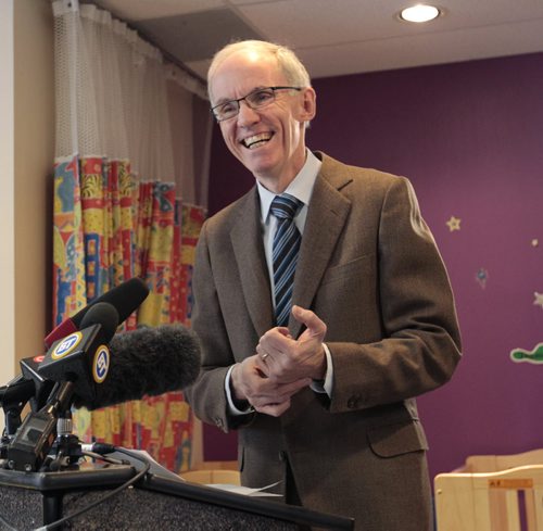 Steve Ashton at the announcement Monday held at the Morrow Avenue Child Care for new support for child care. Larry Kusch story. Wayne Glowacki Winnipeg Free Press Jan. 5 2015