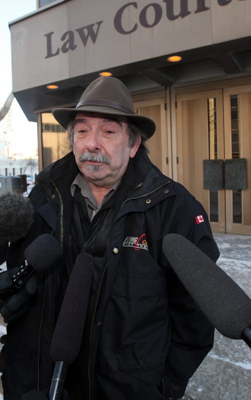 Michael Gilespie was happy Ron Siwicki was granted bail Monday after hearing the judge's decision at the bail hearing downtown. Ron Siwicki, 62, has been charged with criminal negligence causing death and failing to provide the necessities of life in what justice officials say is an unusual case of neglect. January 5, 2015 - (Phil Hossack / Winnipeg Free Press) PLEASE CHECK NAME SPELLINGS, ROLLASON TALKED TO BOTH MCRAE AND GILLESPIE