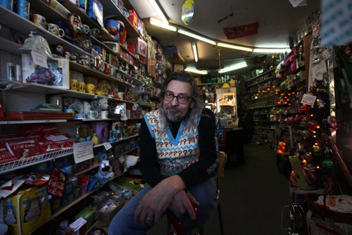 Larry Jensen at his quirky store - Michael Rodent's Bed, Bath and Kitchen on Academy Road which houses the most bizarre assortment of quirky collectibles  is closing after 16 years of being an icon on Academy Road.  See Doug Speirs story. Jan 06, 2015 Ruth Bonneville / Winnipeg Free Press