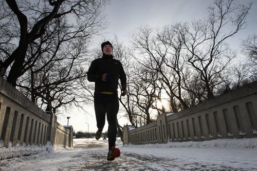 Dr. Dean Kriellaars, U of M assistant prof of kinesiology, plans to run a 330 km. adventure race in the Italian Alps. He's currently training for the event and likes to use the terrain along the Assiniboine River in the Assiniboine Park. 150107 - Wednesday, January 07, 2015 -  (MIKE DEAL / WINNIPEG FREE PRESS)