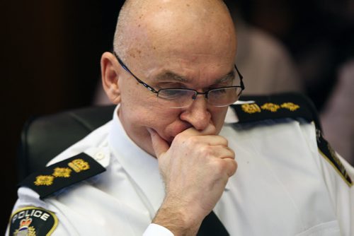 Acting police chief Art Stannardat at the Winnipeg Police Board meeting today at City Hall See Aldo Santin story- Jan 09, 2015   (JOE BRYKSA / WINNIPEG FREE PRESS)