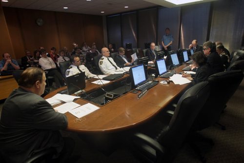 Full view today at City Hall at the Winnipeg Police Board meeting at City Hall  See Aldo Santin story- Jan 09, 2015   (JOE BRYKSA / WINNIPEG FREE PRESS)